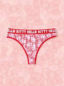 HELLO KITTY AND FRIENDS | SHEIN 女款字母卡通印花休閒丁字褲 - 粉色 - 查看 1