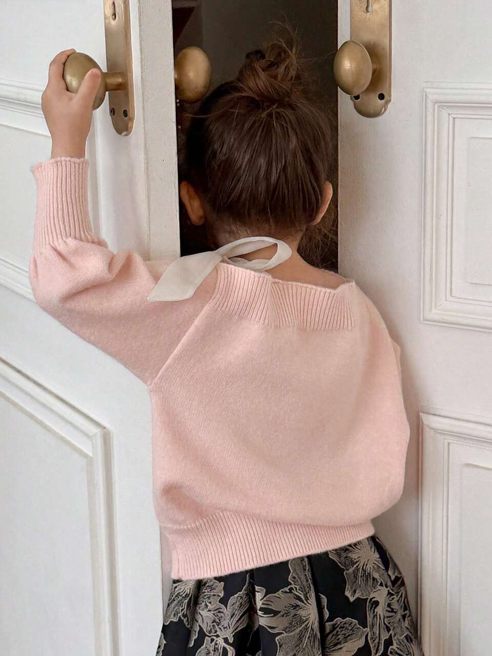 Young Girl Autumn/Winter Elegant Asymmetrical Collar Tie Sweater