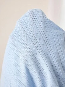 Ocili 棉质提花短裤，舒适柔软的极简主义短裤，舒适极简主义家居服Y2K风格，女士睡裤 - 藍色 - 查看 8