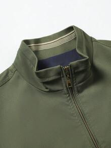 Manfinity Homme Chaqueta casual reversible de otoño para hombre - Verde militar - Ver 4