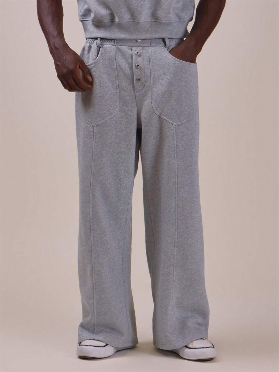 Relaxed Fit Pocket Detail Joggers Front Fly With Buttons Waistabdn With Belt Loops Straight Leg Fit Spring Summer Essentials