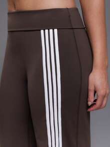 Voyena Women's Plus Size Side Stripe Daily Fitness Flare Leggings - Coffee Brown - View 4