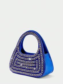 SHECARRY Ladies' Fashionable Elegant Luxury Royal Blue Diamond  Handbag Evening Bag, For Party, Prom, Club, Date, Birthday, Evening, Banquet - Royal Blue - View 4