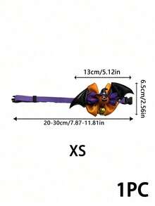 PETSIN 1PC Halloween Bat Wing Bow Tie Pet Collar / Soft Smooth Satin Fabric Halloween Themed Bow With PU Bat Wing Pumpkin Eyeball Decor Adjustable Velvet Neck Strap With Crisp Sound Metal Jingle Bell - Multicolor - View 17