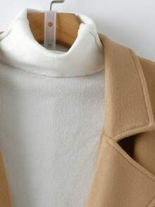 SHEIN LUNE Plus-Size Women's Khaki Cropped Trench Coat-Slimming Fit-Suitable For Autumn And Winter - Khaki - View 4