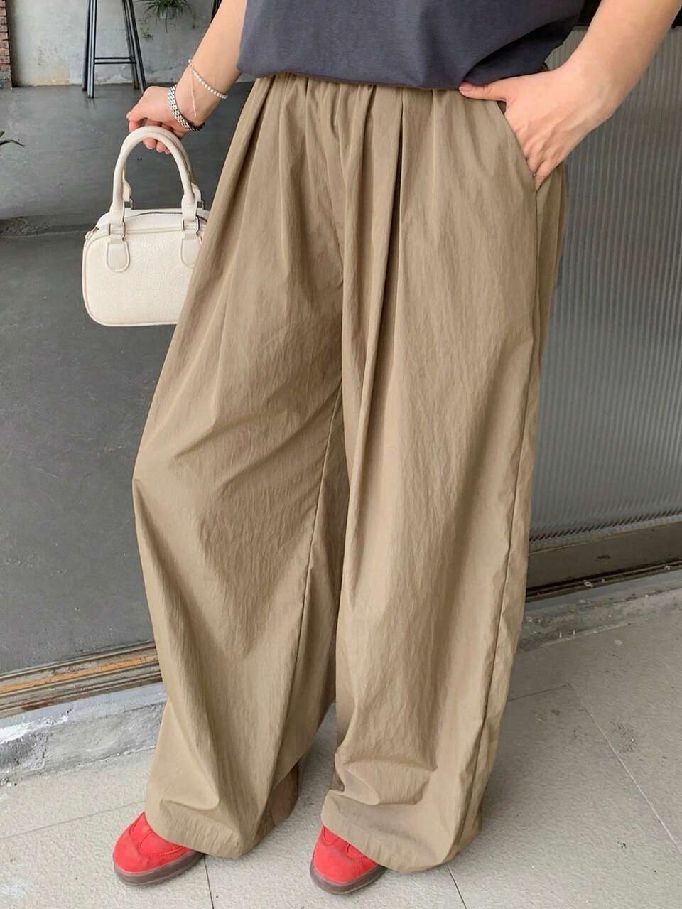 Elastic Waist Loose Wide Leg Pants, Casual Trousers/Culottes, Versatile Spring/Summer Plus Size Women Cute Tops