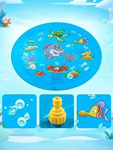 MINKOJA Waterproof Inflatable Ocean World Outdoor Sprinkler Mat With Water Spray System - Durable PVC Slip-Resistant Splash Pad For Outdoor Summer Play, Lawn Cooling, Birthday Party & Holiday Gift (Assorted Color), Playful Design, Anti-Slip Surface - Multicolor - View 8