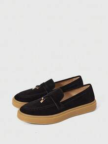 Sleekvia Women's Black Flat Commuter Loafers Fall Shoes - Black - View 1
