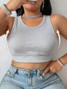 Velisys Velisys Women's Plus Size Solid Color Daily Fitness Tropical Sports Tank Top Gym Grey White Black Summer - Multicolor - View 3