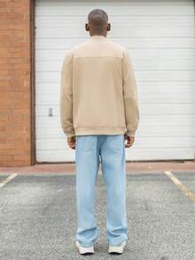 BelSigned BelSigned Men's Long Sleeve Embellished Zipper Collar Casual Bomber Jacket, Old Money , Fall - Khaki - View 2