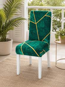 1/6 Piece Geometric Striped Chair Cover, Geometric Lines, Dining Room Chair Cover, Furniture Protection, Home Decoration, Dining Room, Living Room, Kitchen, Dining Chair Cover - Multicolor - View 10