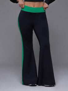 Voyena Women's Plus Size Colorblock Patchwork Sports Long Pants - Black - View 4