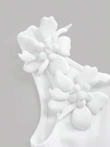 Pitira 少女優雅復古短澎澎洋裝，復古收腰迷你洋裝，白色洋裝，適合婚禮、約會，法式白色收腰洋裝 - 白色 - 查看 4