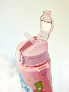 SHEIN X Care Bears 750ml 水瓶，附矽膠吸管與防漏蓋，適合旅行、觀光與學校使用，塑膠材質 - 淺粉色 - 查看 6