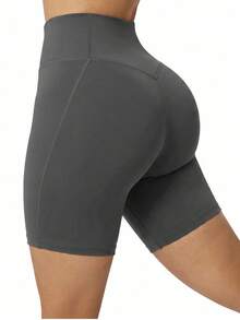 Velisys Velisys Plus Size Women's Solid Color High Waist Athletic Shorts 3 Pieces Set - Multicolor - View 6
