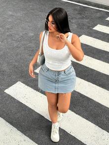Muchica Plus Size Fashion Street Rhinestone Tank Top Sexy Hot Girl - White - View 4