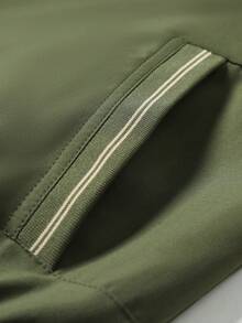 Manfinity Homme Chaqueta casual reversible de otoño para hombre - Verde militar - Ver 6