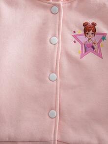 SHEIN Elladie kids 女童獨角獸紮染印花連帽夾克 - 粉色 - 查看 5