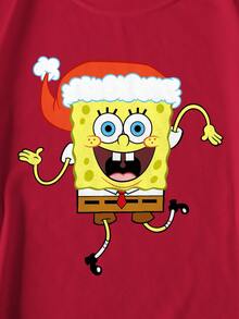 SpongeBob SquarePants | SHEIN 男士圓領長袖休閒寬鬆衛衣 - 白色 - 查看 3