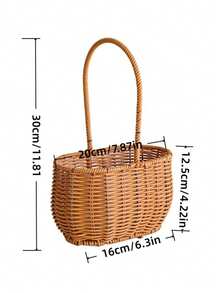 1PC Wicker Bamboo Handled Basket Durable Breathable EasyCarry For Outdoor Picnic Beach Market Shopping Garden Party Essential MustHave - Brown - View 12