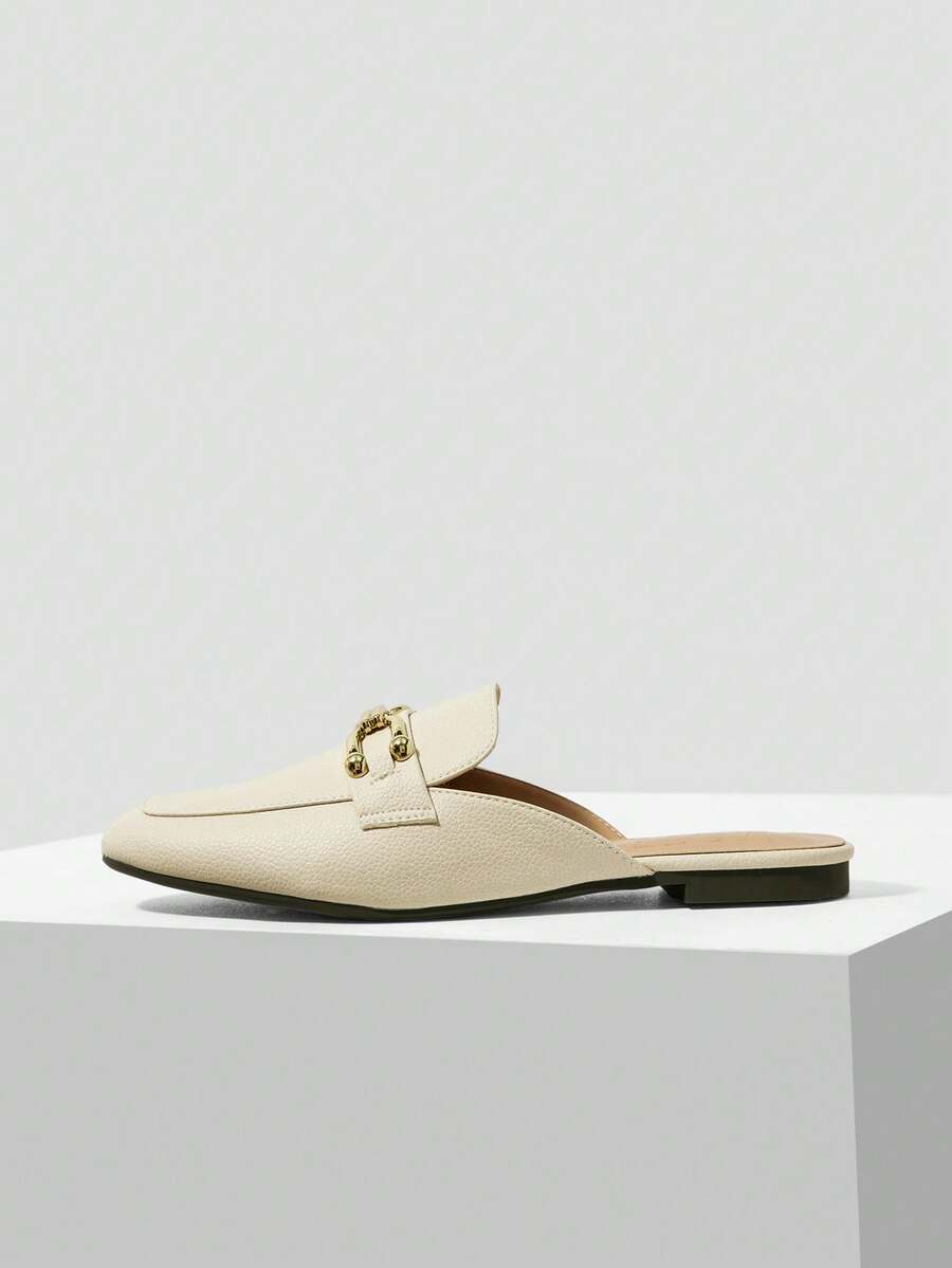 MOTF PREMIUM CASUAL COMFORTABLE METALLIC DETAIL FLATS, FOR NEW YEAR HOLIDAY, SPRING SHOES SPRING BREAK EASTER - Off-white - View 2