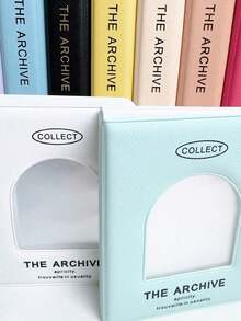 1PC 3 Inch Cream Color Card Album, Mini Portable Album, Cover Hollow Out Window, Simple Solid Color Storage Album Card Case, Photo Storage, Double Sided Holds 40 Small Cards,Back To School,School Supplies - Multicolor - View 8
