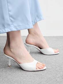 CUCCOO BIZCHIC 女款時尚女鞋 多功能百搭高跟涼鞋 婚禮優雅商務休閒 PU布面涼鞋 - 純白 - 查看 5