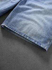 ROMWE MEN Anime Men's Plus Size Button Pocket Back Cartoon Character Print Denim Shorts - Blue - View 7