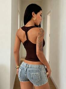 StreetHx White Women's Colorful Y2 Vacation Tank Top - Rust Brown - View 2