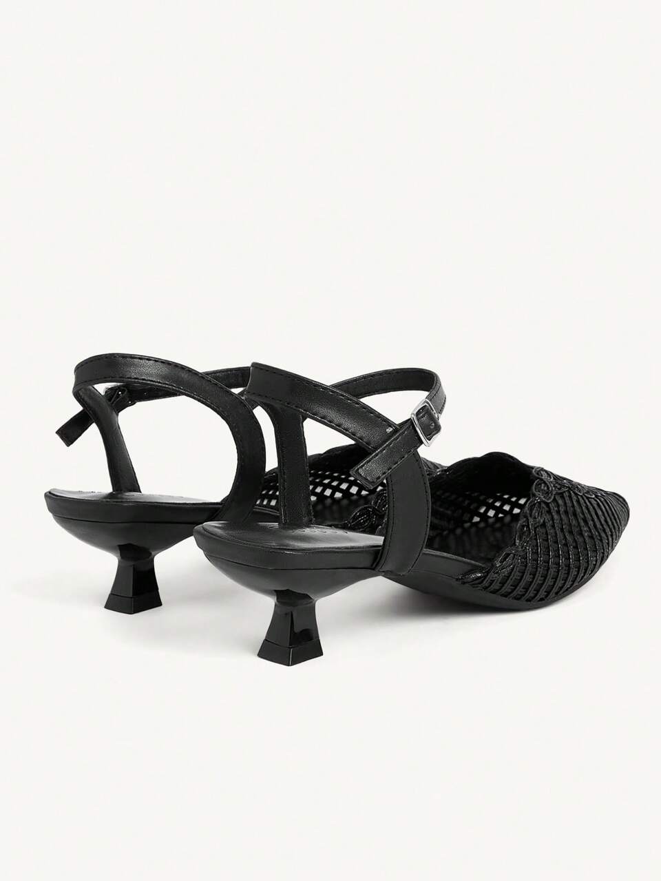 CUCCOO CHICEST Women's New Black Cracked Pattern Upper Buckle High Heel Pumps Fall Shoes