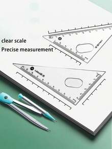 7-Piece Multifunctional Drawing Ruler & Compass Set For Student Exams. This Set Comes With Seven Drawing Tools Including Triangular Rulers, Protractors And Compasses, Which Are Practical Stationery Supplies For Students. - 1pc - View 8