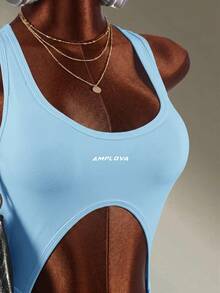 Amplova Rompi Olahraga Seksi Wanita dengan Motif Huruf dan Potongan - Baby Blue - View 6