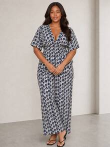 ELLERISSA Plus Size Multicolor Floral V-Neck Blouse & Wide Leg Pants Co-Ord Set - Multicolor - View 4