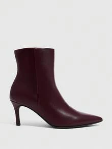 Daringsoles Women's Pointed Toe Stiletto Heel Ankle Boots, 2026 Autumn/Winter New Burgundy Soft Leather, Versatile For Shopping, Commuting, Dating Fall Shoes - Burgundy - View 2