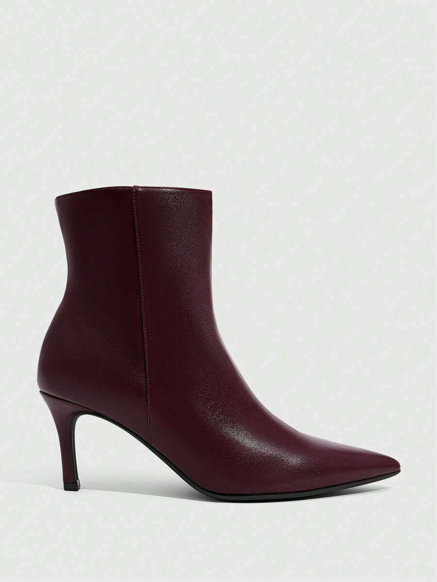 Daringsoles Women's Pointed Toe Stiletto Heel Ankle Boots, 2026 Autumn/Winter New Burgundy Soft Leather, Versatile For Shopping, Commuting, Dating Fall Shoes