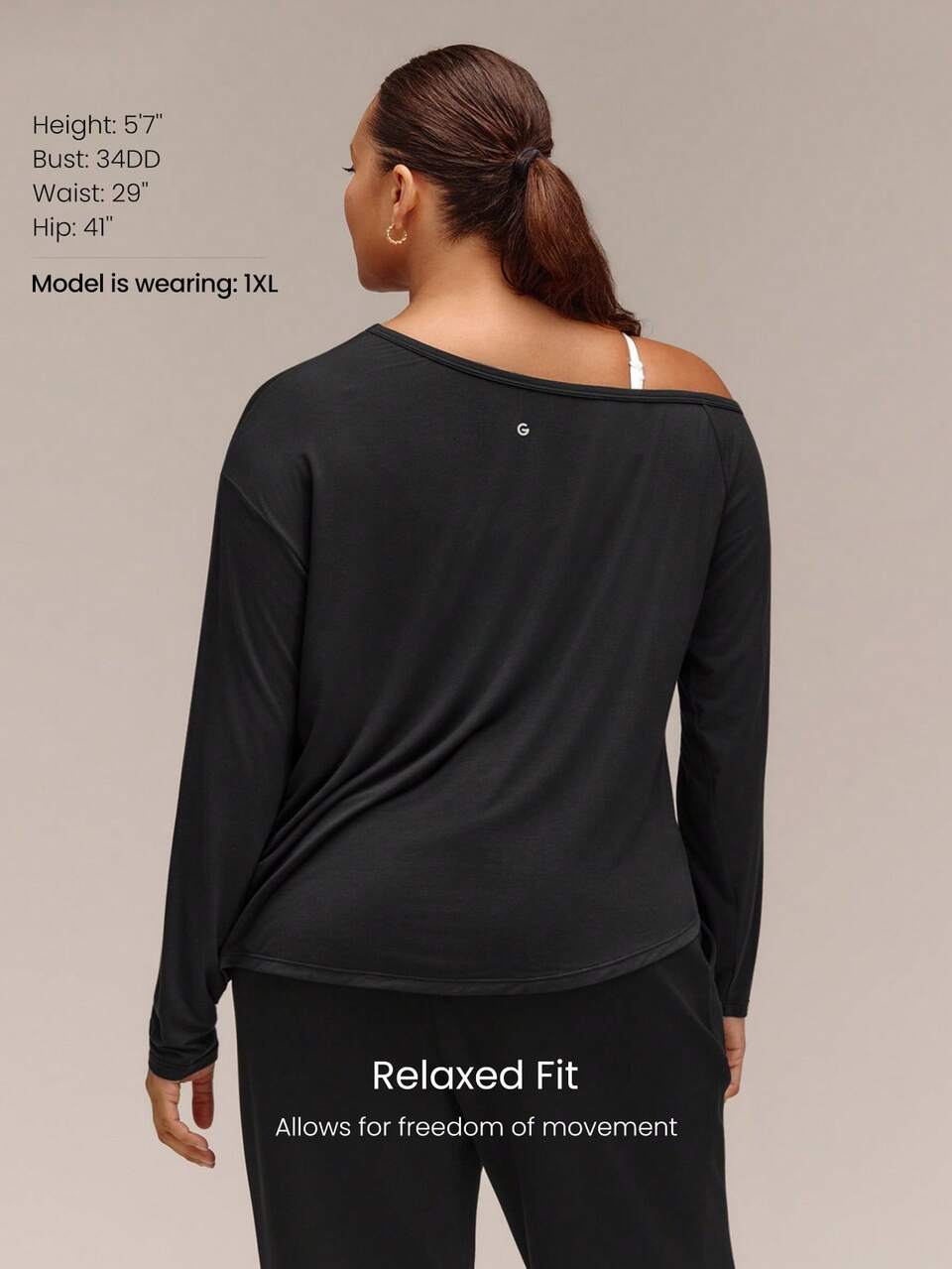 Plus Size SoftCalm TENCEL™ Modal Getaway Glow Relaxed Fit One-Shoulder Long Sleeve With Asymmetrical Hem Daily Casual Fall