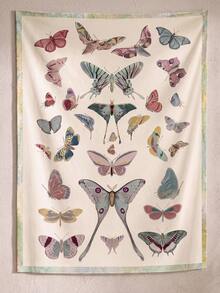 SHEIN 1 Piece, Butterfly Art Retro Printed Tapestry, Suitable For Living Room, Bedroom, Dormitory Decoration Home Atmosphere Decorative Tapestry - Multicolor - View 4