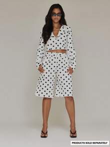 MUSERA White And Black Polka Dot Woven Tailored Longline Shorts - Multicolor - View 1