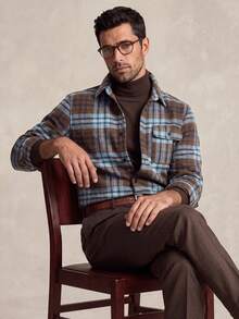 Lornavo Men's Casual Plaid Shacket - Dusty Blue - View 6
