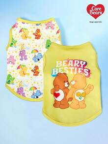 Care Bears X PETSIN PETSIN 1件彩色愛心熊卡通印花寵物背心，親膚透氣感，休閒夏季風格，適合小型貓狗通用，讓您的寵物整天保持涼爽可愛 - 彩色 - 查看 24