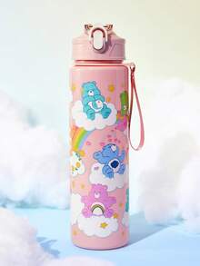 SHEIN X Care Bears 750ml 水瓶，附矽膠吸管與防漏蓋，適合旅行、觀光與學校使用，塑膠材質 - 淺粉色 - 查看 2