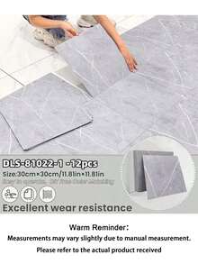 12/24PCS Matte Self-Adhesive Vinyl Marble Floor Tiles,Thickened Wear-Resistant,Easy Installation, Suitable For Bedroom,Living Room,Shopping Mall,Office Building,Modern Floor Sticker,Anti-Slip Floor Sticker,PVC Self-Adhesive Wall Sticker - multicolor - View 19