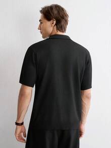 Manfinity CityGents Old Money European American Blogger Style Chic Design Mature Casual Commute Office Business Men's Plus Size Pullover Black Ribbed Knit Sweater Summer - Black - View 2