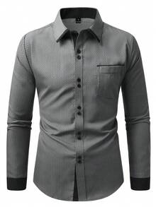 Manfinity Mode Men's Fashion Versatile Commute Long Sleeve Shirt - Dark Grey - View 3