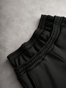 PAVTROS 男士街頭風熱銷 3D 毛巾刺繡字母衛衣套裝，送給朋友、男友、丈夫的禮物，週年紀念禮物 - 黑色 - 查看 4
