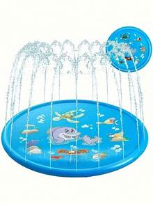 MINKOJA Waterproof Inflatable Ocean World Outdoor Sprinkler Mat With Water Spray System - Durable PVC Slip-Resistant Splash Pad For Outdoor Summer Play, Lawn Cooling, Birthday Party & Holiday Gift (Assorted Color), Playful Design, Anti-Slip Surface - Multicolor - View 4