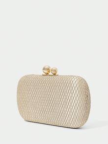 SHECARRY Ladies Fashion Gold Dinner Bag, Shiny Grid Square Clutch Bag For Parties, Dinners, Festivals, Christmas, New Year, Dress Matching - Gold - View 4