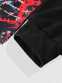 ROMWE MEN Men's Loose Fit Long Sleeve 2 In 1 T-Shirt - Black - View 4