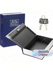 Decorative Book Safe Box With Key Lock, Fake Book Storage Box, Ideal For Home Bookshelf, Storage, Piggy Bank, Document Storage, Black - Blue - View 1