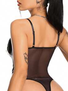 AltBold Classic Sexy Fashion Pioneer Punk Smooth Mirror PU Sexy Jumpsuit 1pc - Black - View 2